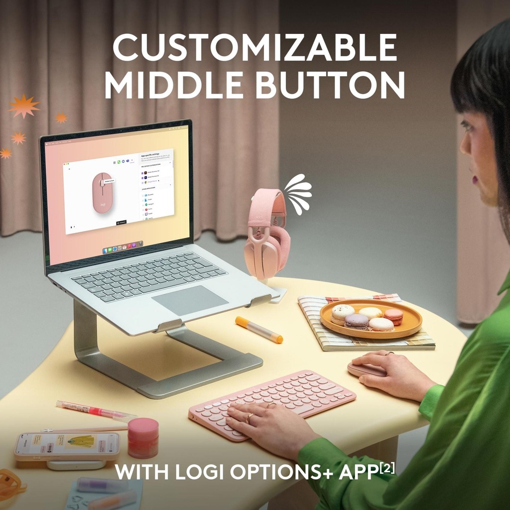 SOURIS LOGITECH M350s Pebble Mouse 2 Bluetooth * Rose