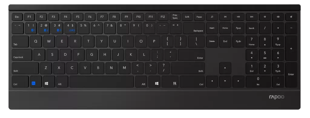 RAPOO CLAVIER E9500M Multi-mode Wireless Ultra-slim Keyboard - BLACK