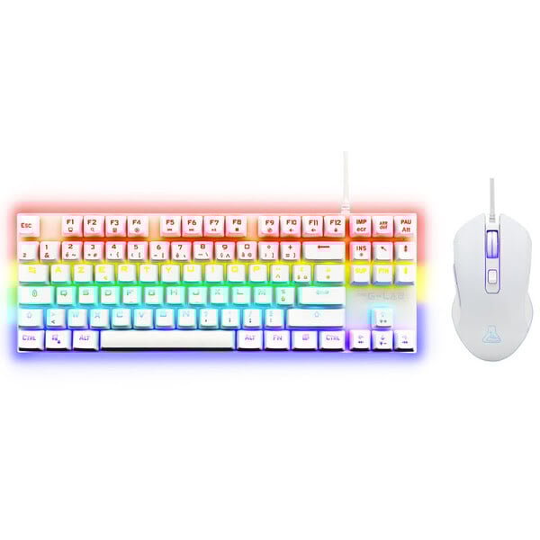 THE G-LAB COMBO MERCURY RGB Gaming Filaire Blanc Clavier+souris