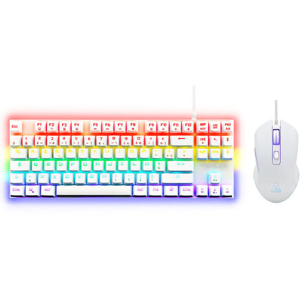 THE G-LAB COMBO MERCURY RGB Gaming Filaire Blanc Clavier+souris