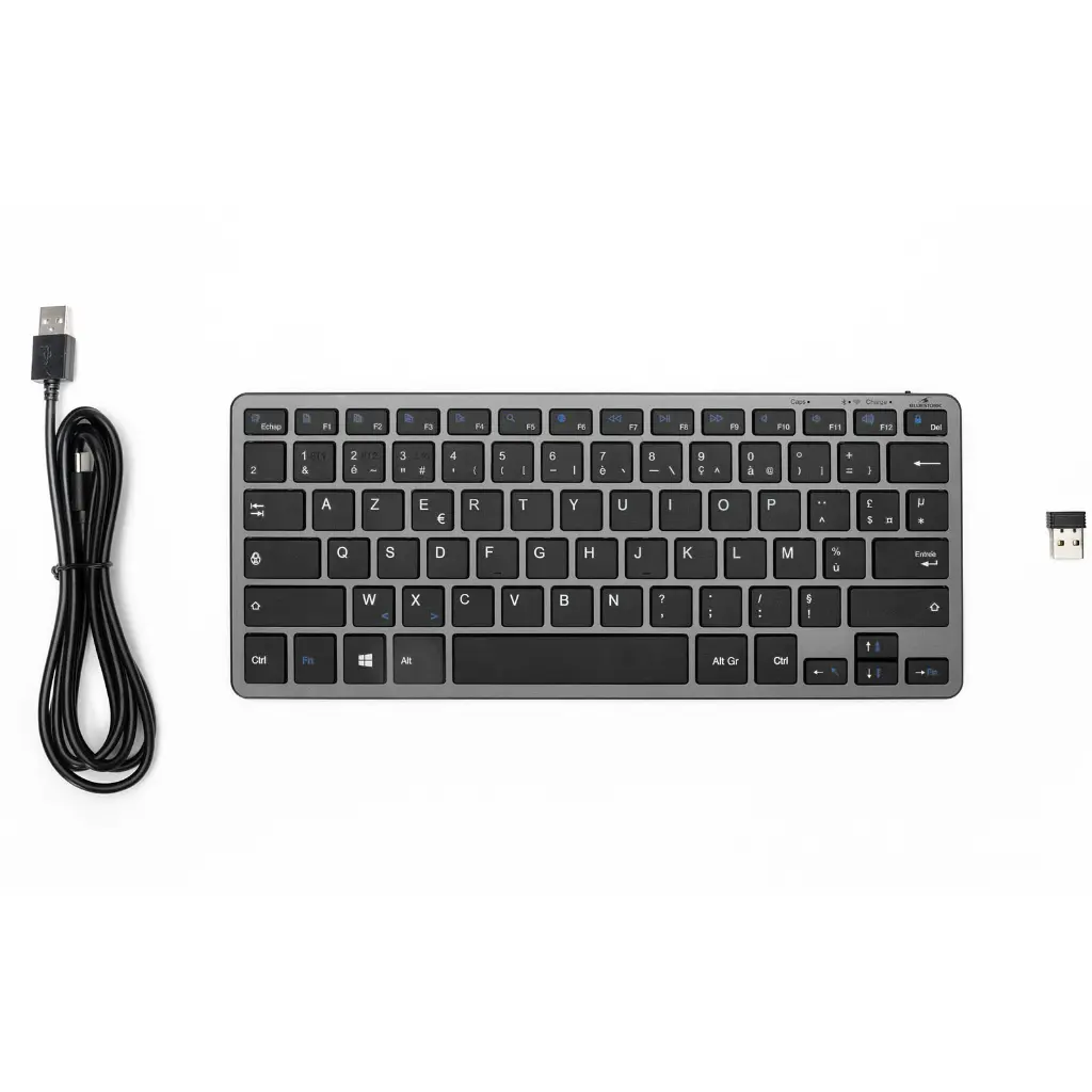 BLUESTORK BS-KB-MINI-R-FR CLAVIER Compact USB+Bluetooth PC * Gris
