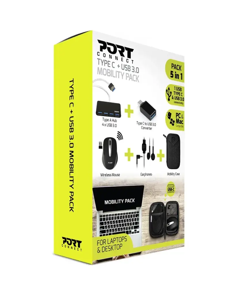 [PACK_PORT_501836] PORT MOBILITY PACK Souris/Oreillettes/Hub 4xUSB3.0/Adapt. * 501836