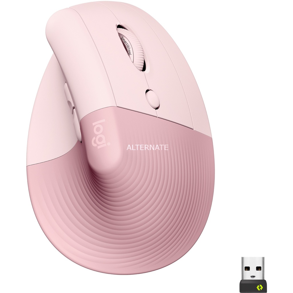 SOURIS LOGITECH LIFT Vertical Ergo s/fil+BTO Droitier Rose 910-006478
