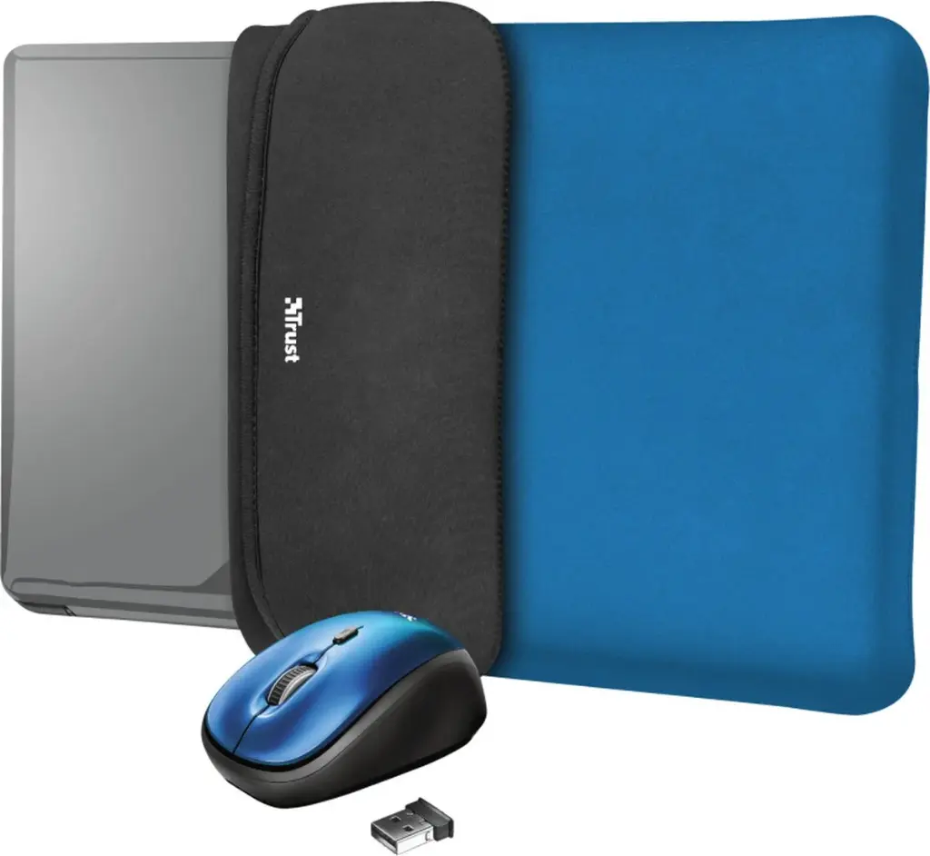 TRUST Pack 2-en-1 HOUSSE 15,6 +SOURIS s/fil * Noir/Bleu