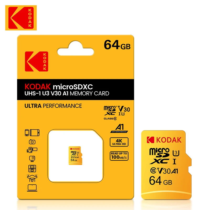 MicroSD 64Go KODAK XC UHS-I U3 V30 c10 * TCP 2.80€ incl.