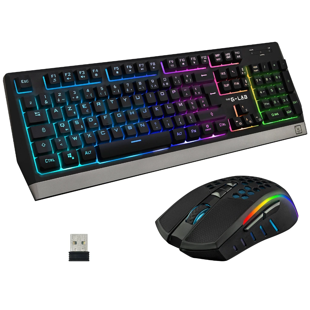 [BS_COMBO_TUNG_EX_B] THE G-LAB COMBO TUNG Pack Clavier/Souris Membrane - RGB - Triple Mode