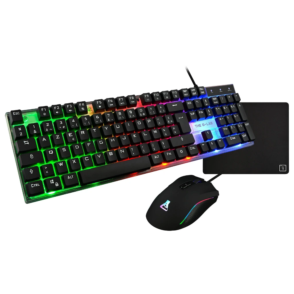 THE G-LAB COMBO YTTRIUM Pack GAMING Clavier à membrane +Souris +Tapis