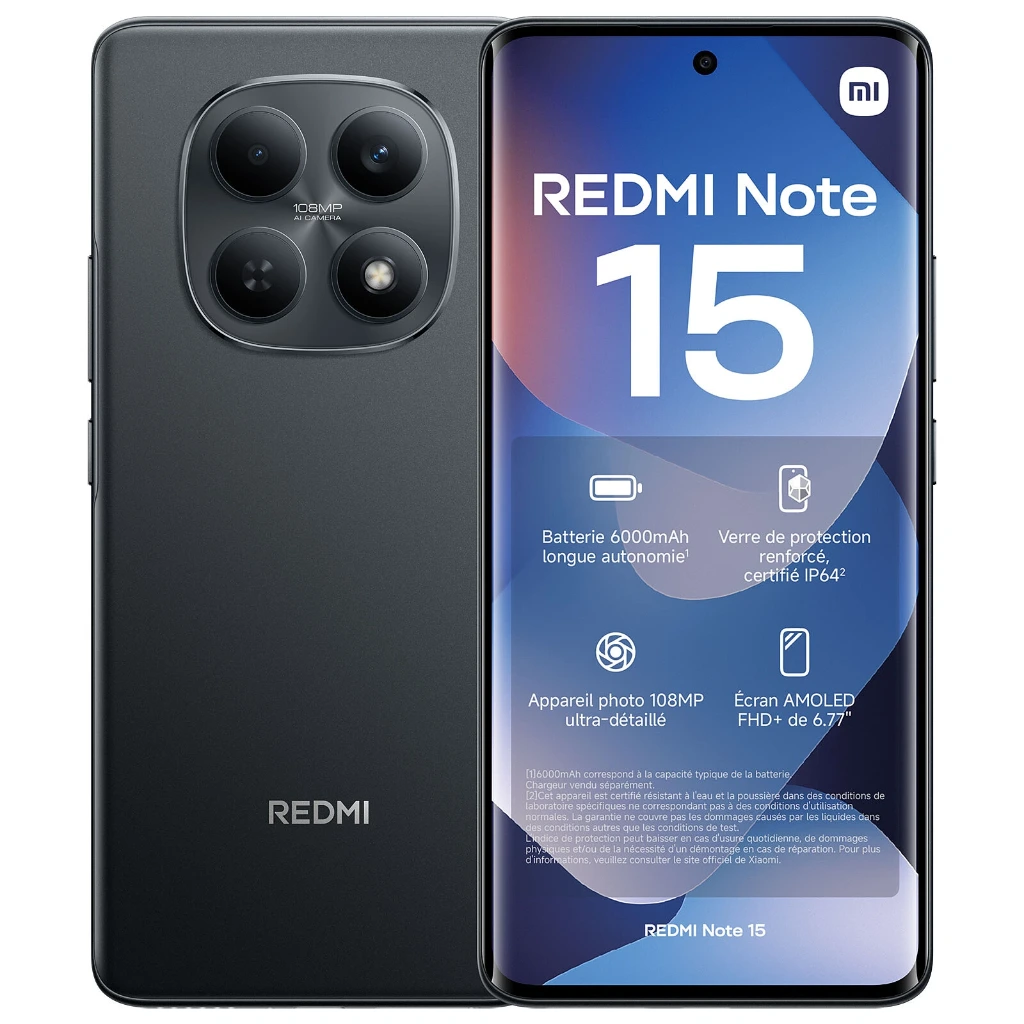 [GSM_XIRN154G128BLK] XIAOMI Redmi Note 15 4G 6,77'' 6/128Go NFC • Black (TCP 14€ incl.)
