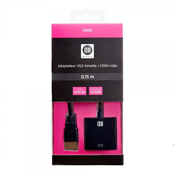 [ADA_D2ADPVGAFHDM] D2 - ADAPTATEUR HDMI (M) vers VGA (F) 15cm Or * D2ADPVGAFHDMIM